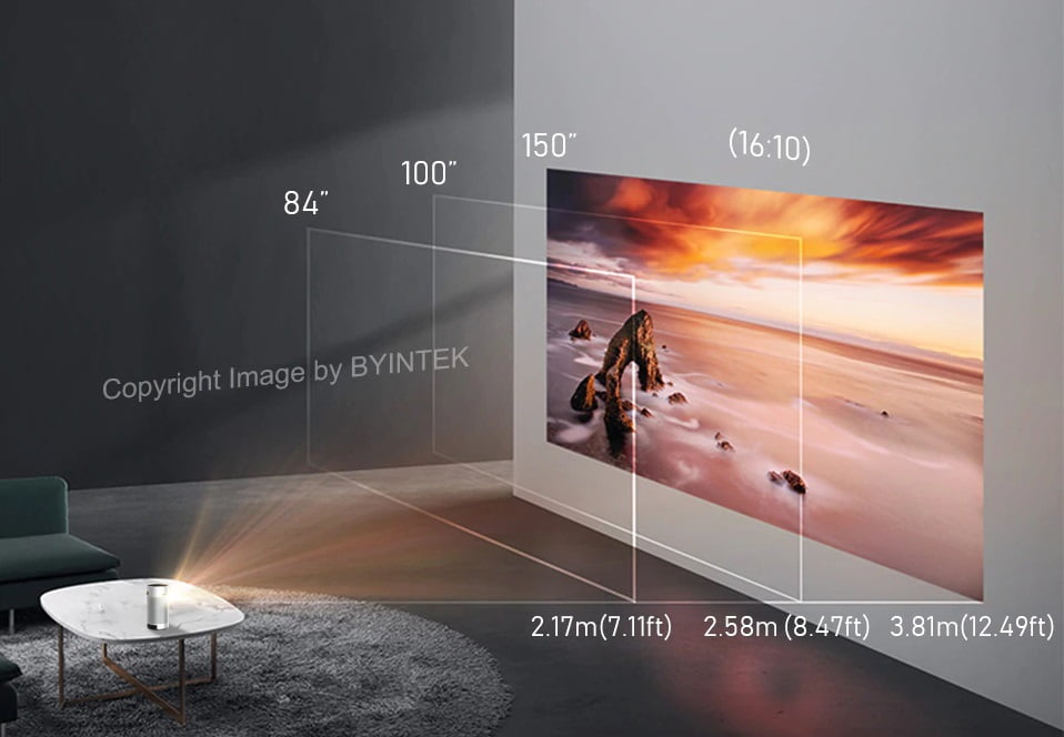 Byintek P7 Pocket Smart Projector mini beamer projector draagbaar met accu